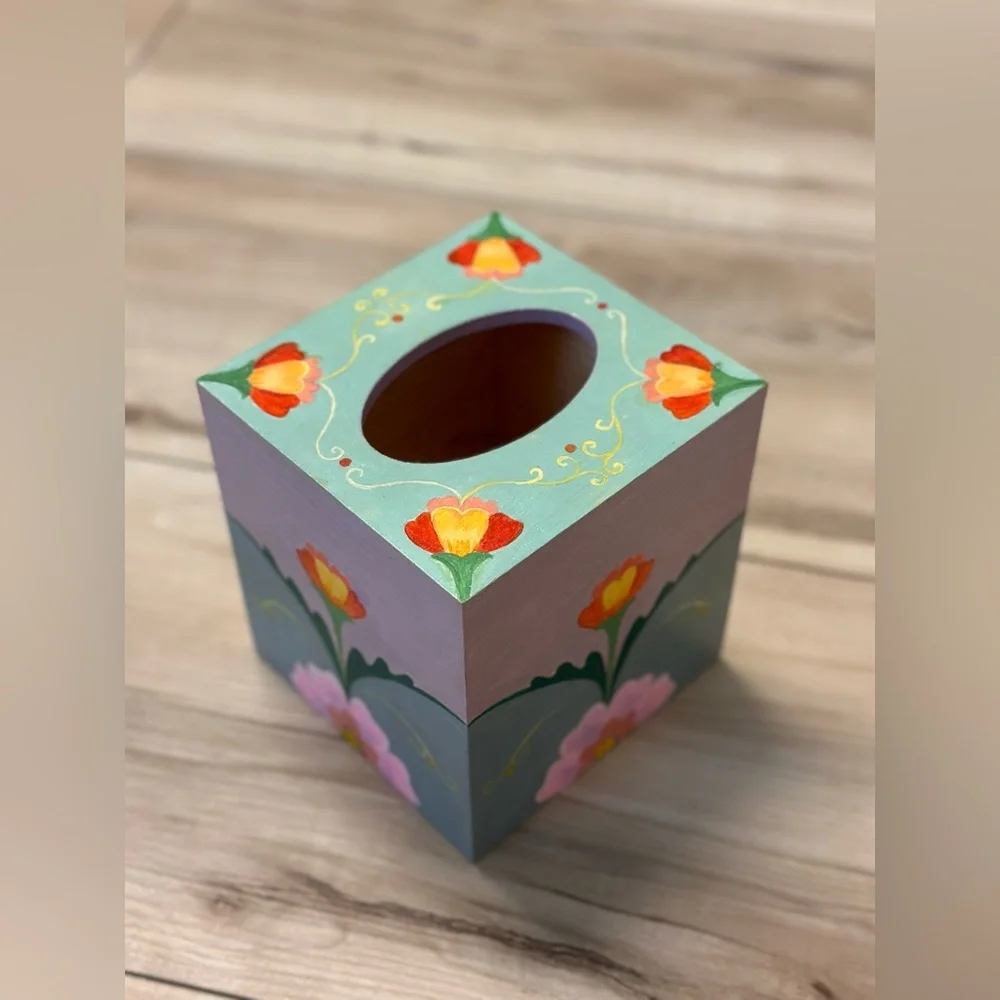 New Painted Wooden Tissue Box made by Me
